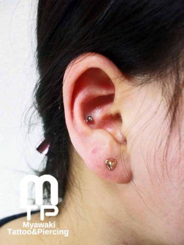 ピアスの部位及び名称：インナーコンク、イヤーロブ
